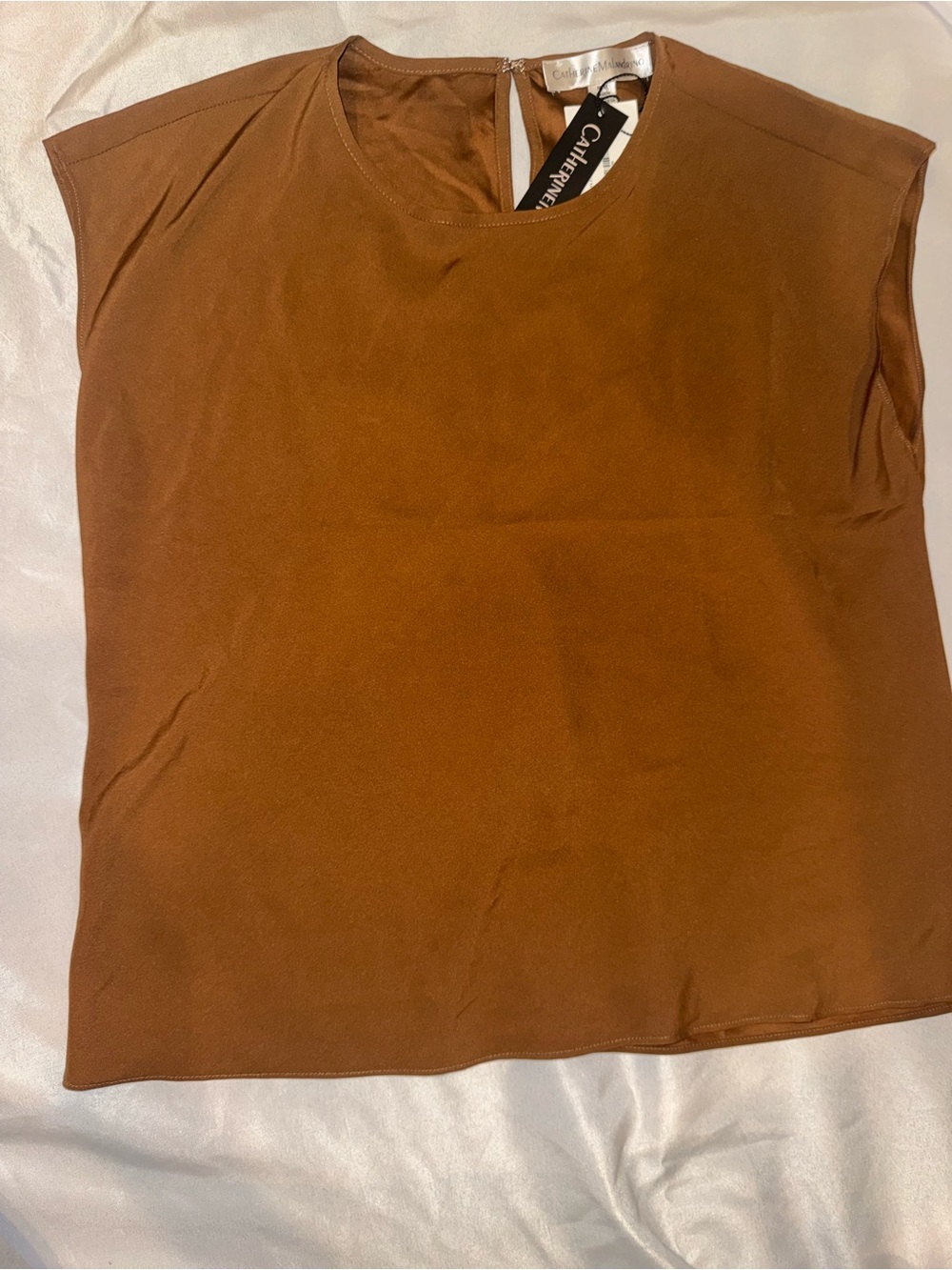 NWT Catherine Malandrino Brown Cap Sleeve Blouse